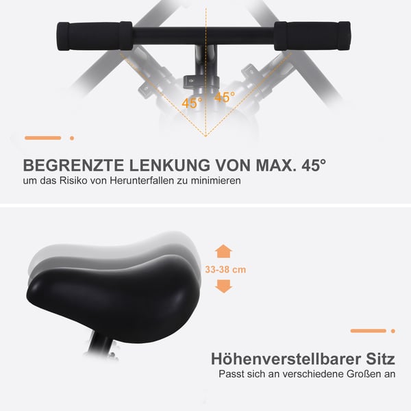 Løbecykel, 85x36x54 cm, Sort