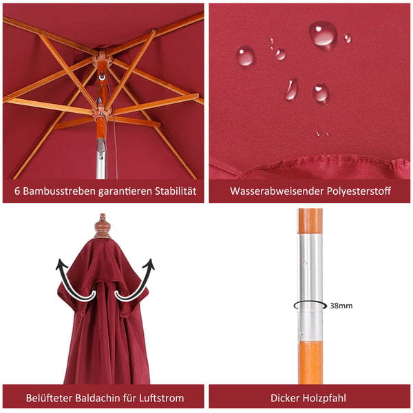 Parasol, 200x150x230 cm, Rød