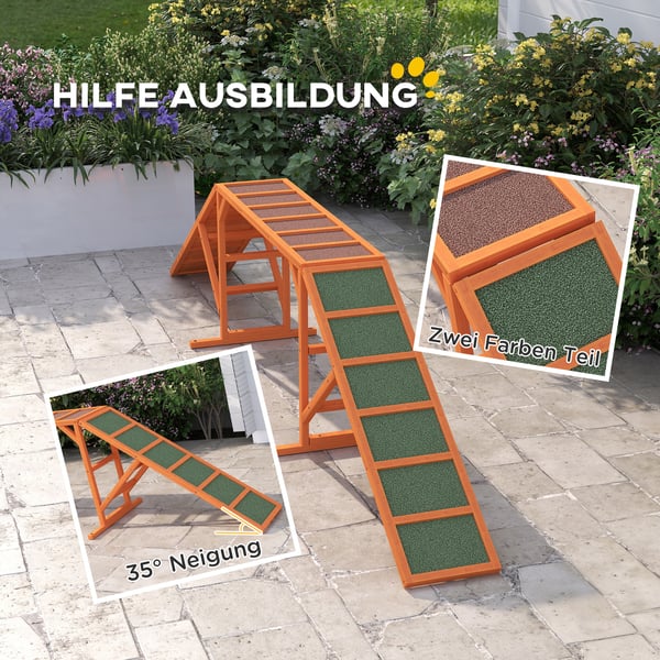 Hund Agility Rampe, 325x55x69 cm, Orange
