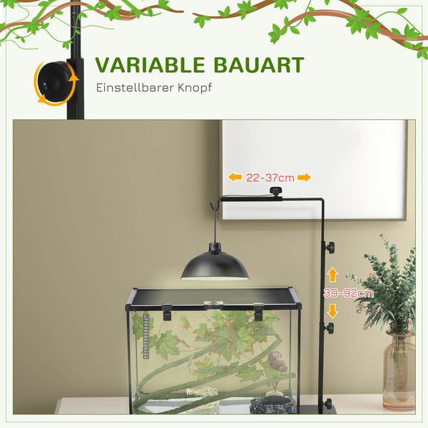 Ställ för reptilvärmelampa, justerbar, 40x15x95 cm, svart