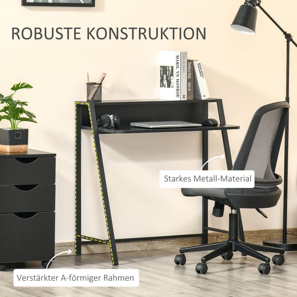 Computerskrivebord, 84x45x85 cm, Sort