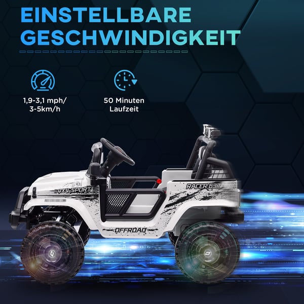 Elektrisk Børnebil, 109x67x68,5 cm, Hvid
