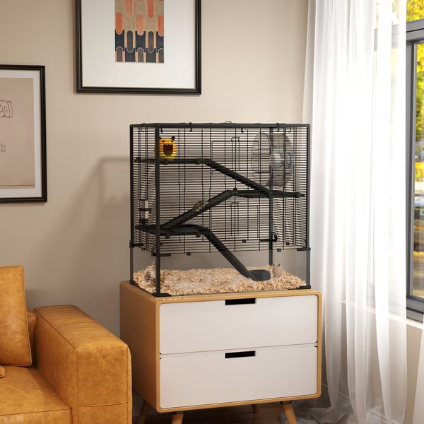 Hamsterin häkki, 78,5x48,5x80 cm, Musta