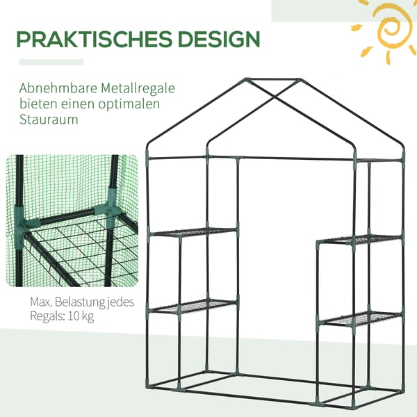 Drivhus, Walk-In have drivhus med 6 hylder, 141x72x191 cm, Grøn