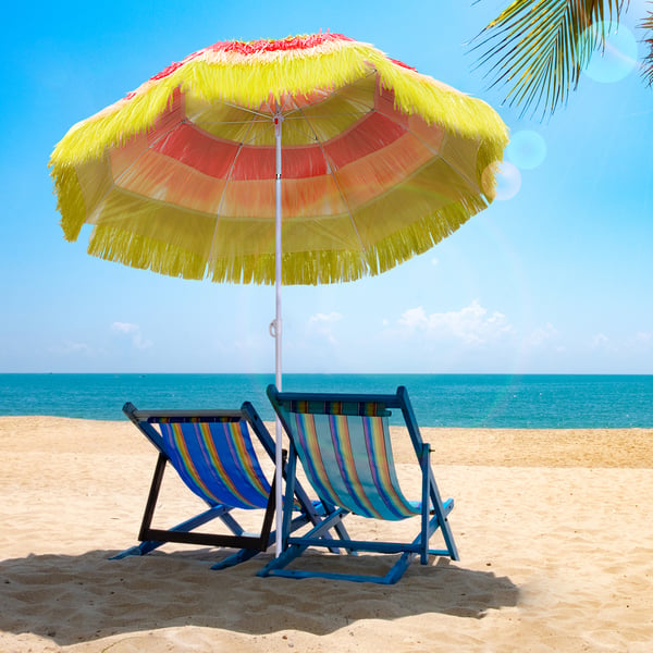 Strandparasol, 160x190 cm, Flerfarvet