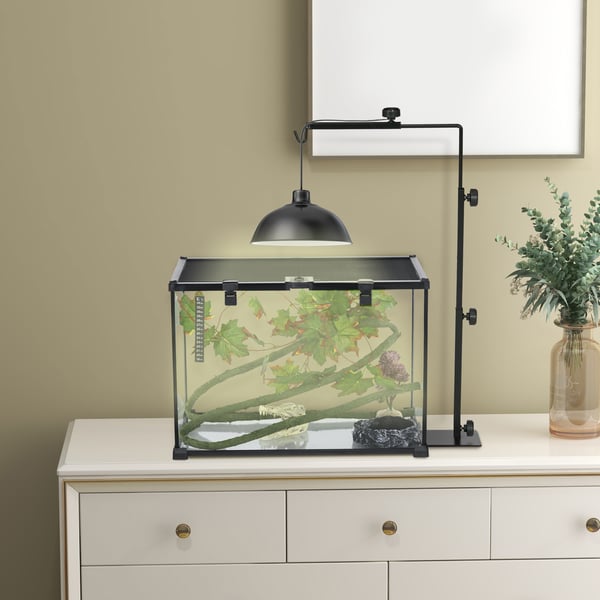 Ställ för reptilvärmelampa, justerbar, 40x15x95 cm, svart