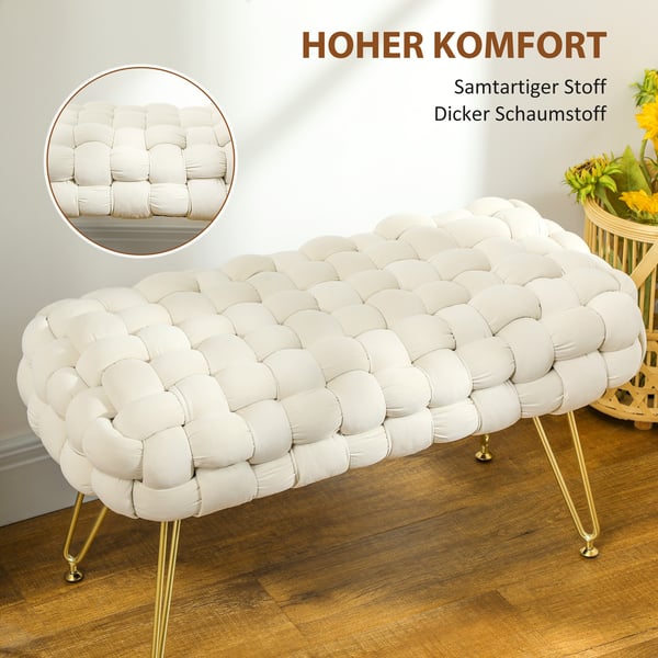 Fodskammel, 76x38x41,5 cm, Creme
