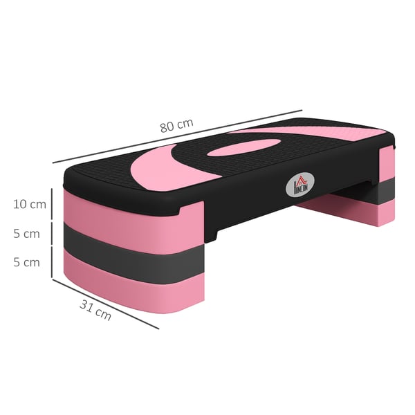 Aerobic Stepper, 80x31x20 cm, Sort Pink Grå