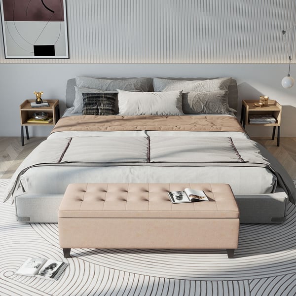 Opbevaringsbænk, 125x49x41,5 cm, Beige