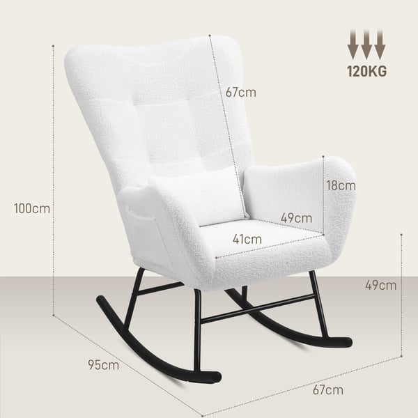 Gyngestol, 67x95x100 cm, Hvid