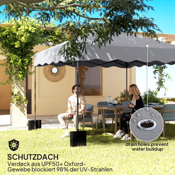 Pop-up Pavillon, 297x297x287 cm, Lysegrå