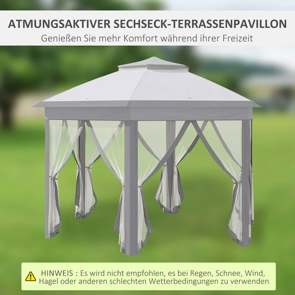 Trädgårdspaviljong, 405x405 cm, Grå