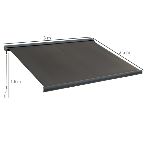 Elektrisk Markise, 300x250 cm, Mørkegrå