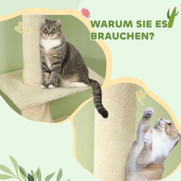 Kattetræ, 42,5x26,5x225-275 cm, Creme