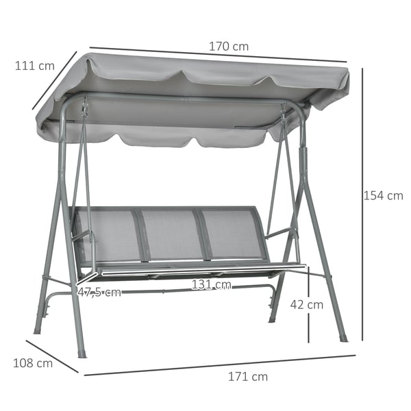 Haveswing, 170x110x153 cm, Grå