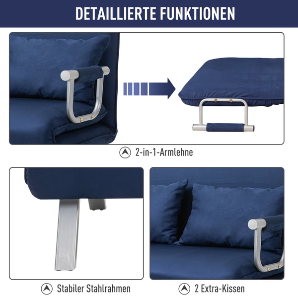 Soffa med bäddfunktion, 111x80x78 cm, Blå