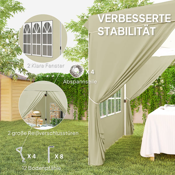 Pop-up Pavillon, 248x248x270 cm, Creme