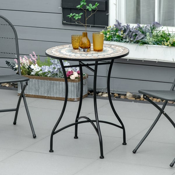 Trädgårdsbord, 60x71 cm, Grön Beige Vit