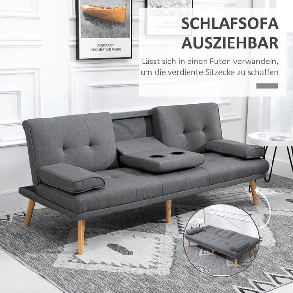 Sovesofa, 181x77x78 cm, Mørkegrå