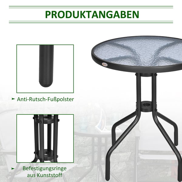 Trädgårdsbord, 60x70 cm, Svart