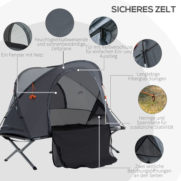 Campingbädd, 200x86x147 cm, Grå