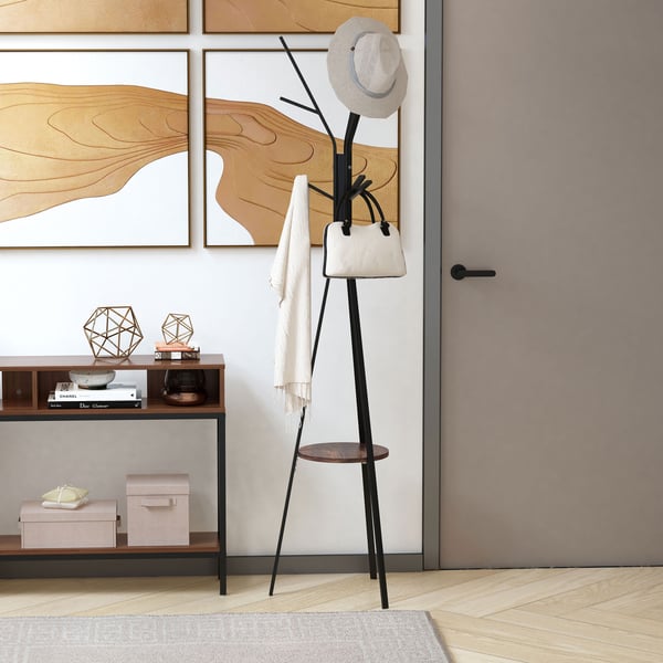 Tøjstativ 45x45x180 cm Sort Brun, metal