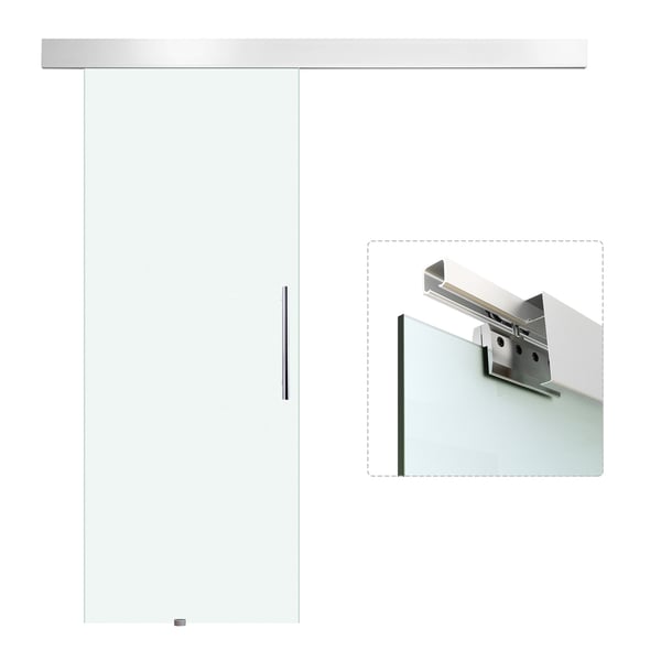 Skydedør, Frostet glas, 90x205 cm