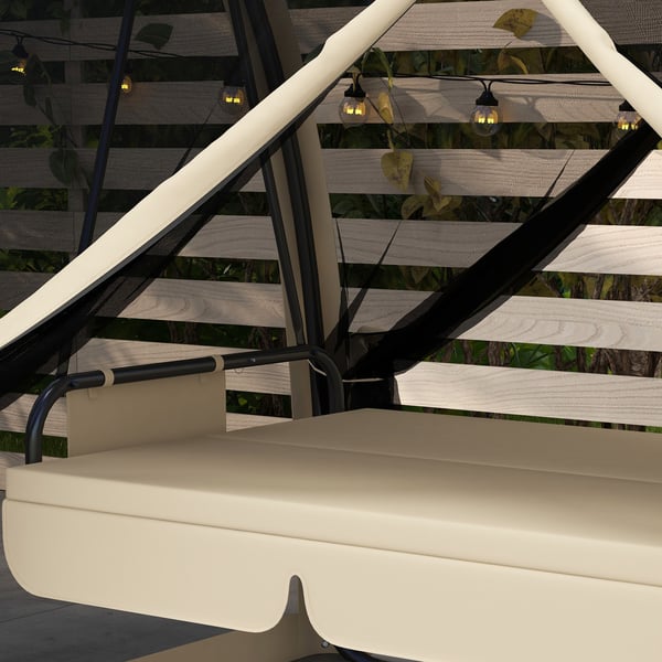 Verandasving, 2-i-1 Hollywood gyngeseng, 240x140x197 cm, Brun