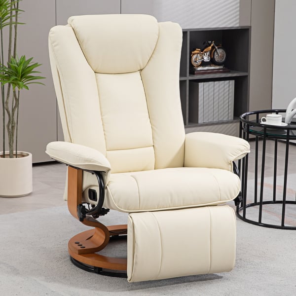 Fåtölj med recliner, 78x88x103 cm, Krämvit