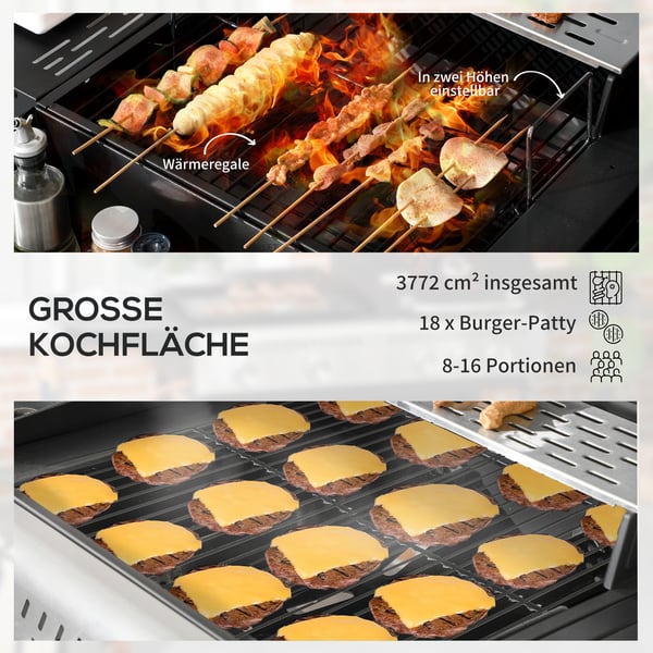 Gasolgrill, 161x53x101 cm, Svart