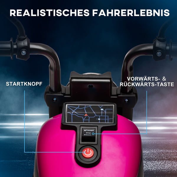 Elektrisk motorcykel til børn, 76x42x57 cm, pink