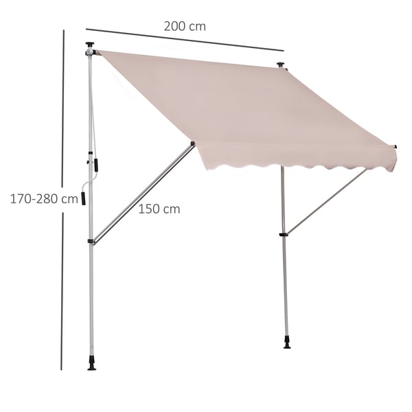 Udtrækkelig markise, 200x150x170-280 cm, cremehvid