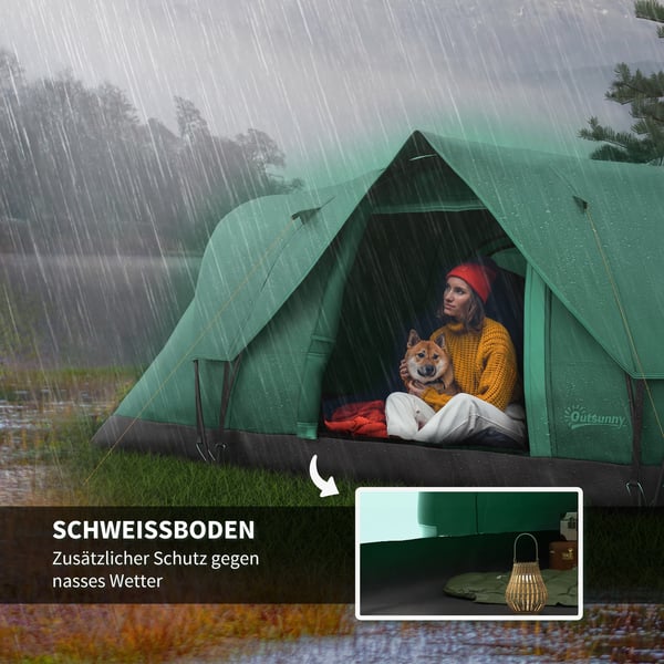 Campingtelt, 455x230x180 cm, Grøn