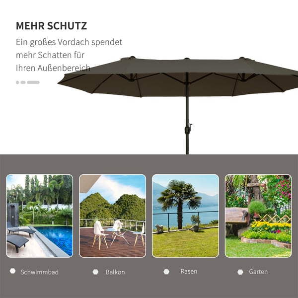Patio Paraply, 460x270x240 cm, Grå