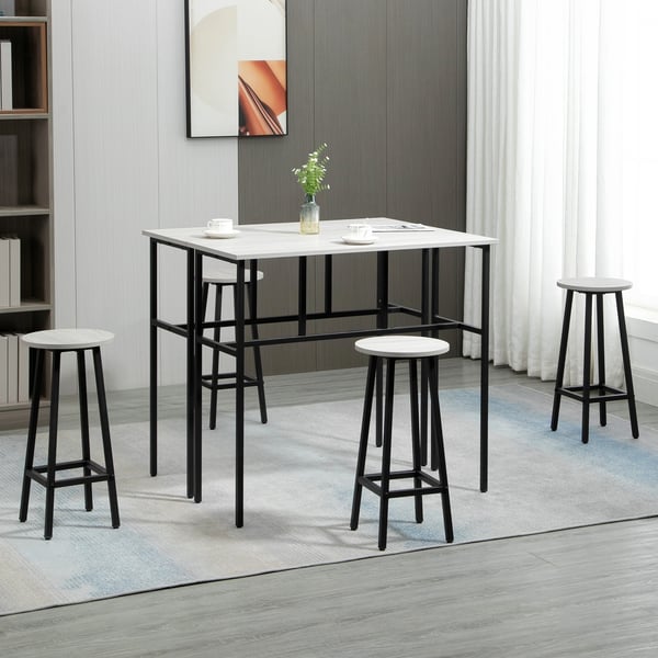 Spisesæt, 2 barborde og 4 barstole, 100x40x90 cm, grå og sort