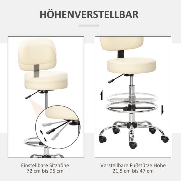 Barstol, 56x57x104-127 cm, Beige