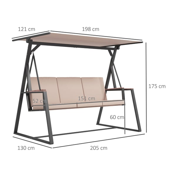 Ulkokeinu, 205x130x175 cm, Khaki