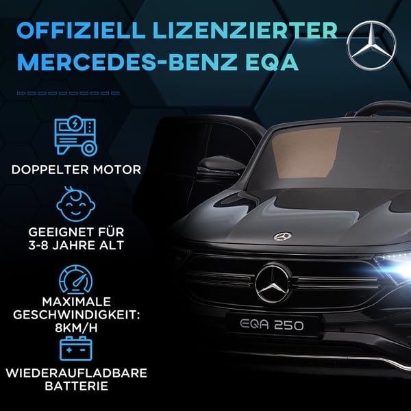 Elbil, Mercedes-Benz EQA Licenseret, 111,5x69x52,5 cm, Sort