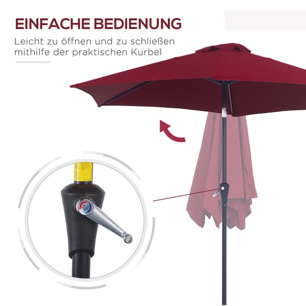 Parasol, 260x235 cm, Rød, Star