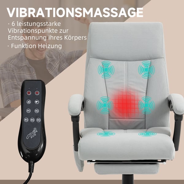 Massagekontorsstol, 65x74x111-119 cm, Grå