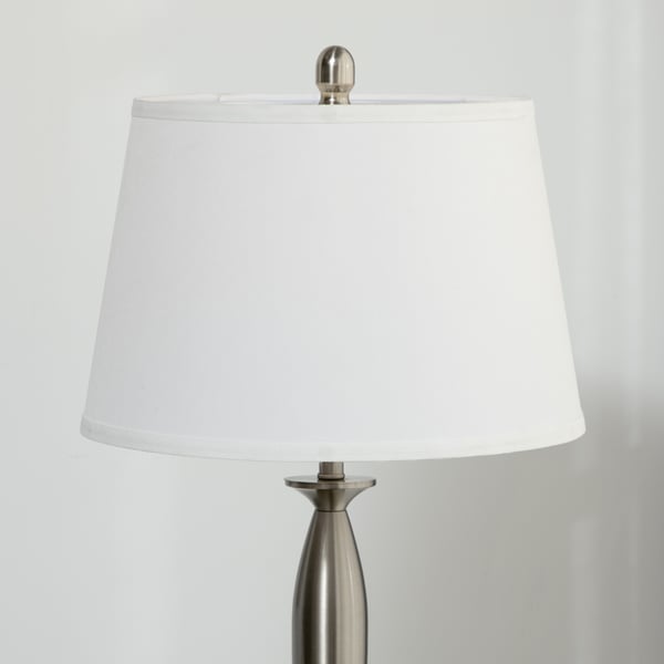 Lampesæt, 3-delt gulvlampe og 2 bordlamper, 38x162 cm, sølv og hvid