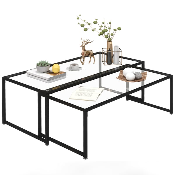 Sofabord Sæt, 119x56x44,5 cm og 109x50,5x39 cm, Sort