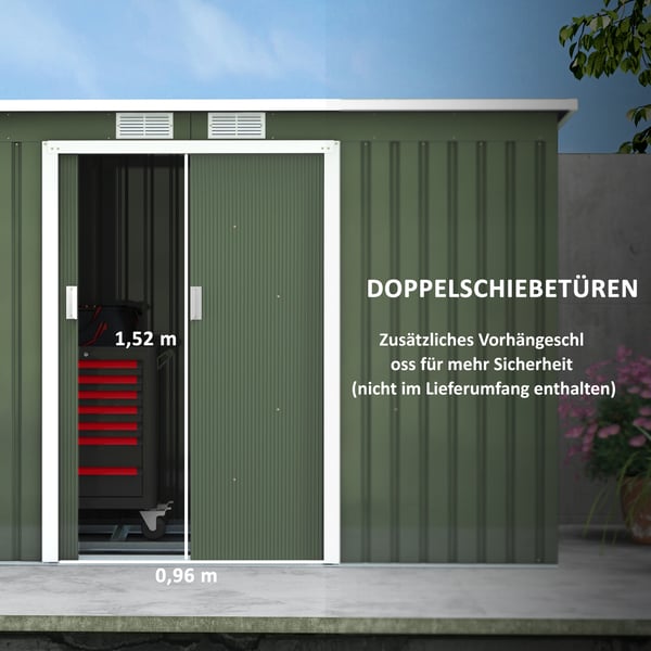 Trädgårdsbod, 280x130x172 cm, Grön
