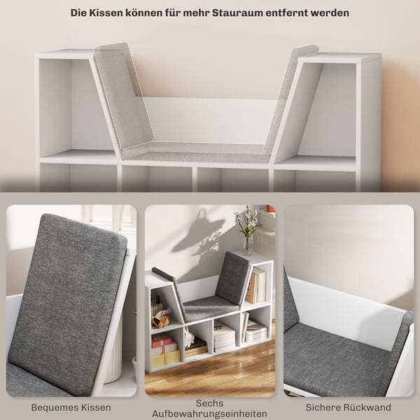 Bogreol med pude, 105x30x63 cm, hvid