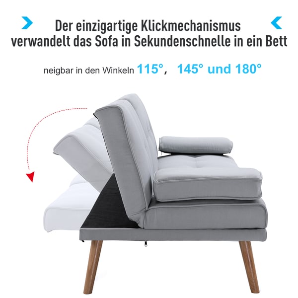 Bäddsoffa, 181x77x72 cm, Ljusgrå