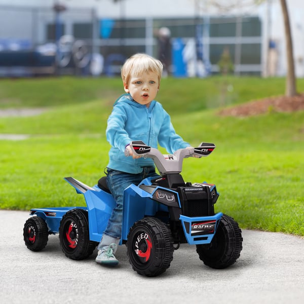 Elektrisk Børne Quad med Trailer, 106x41,5x48,5 cm, Blå