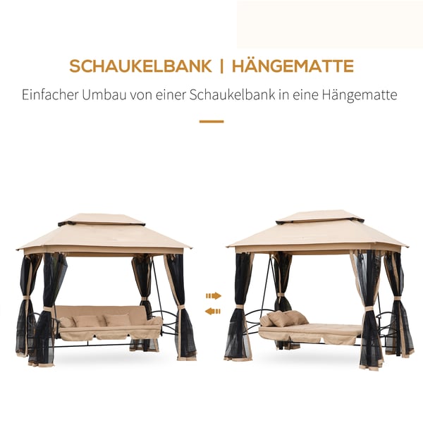 Haveswing, 3-personers med sidepaneler, 256x172x248 cm, Beige
