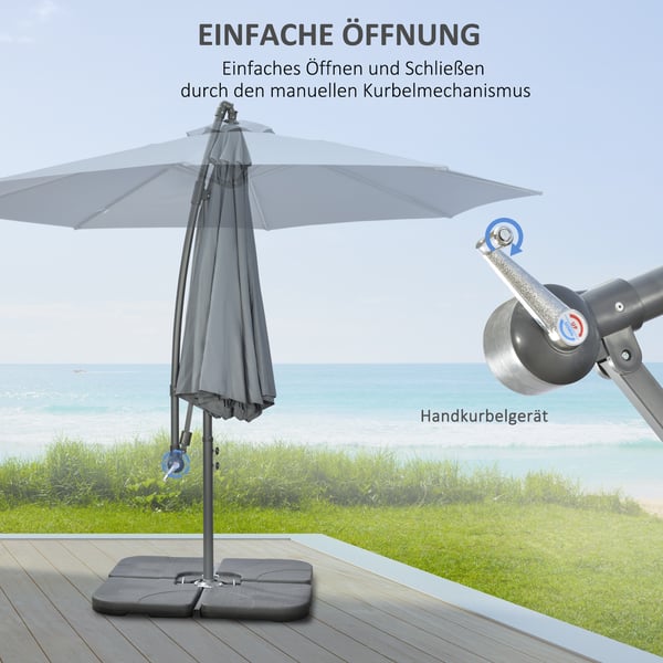 Udendørs Cantilever-parasol, 292 cm, Mørkegrå