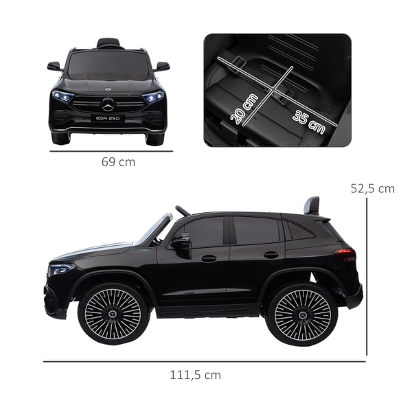 Elbil, Mercedes-Benz EQA Licenseret, 111,5x69x52,5 cm, Sort