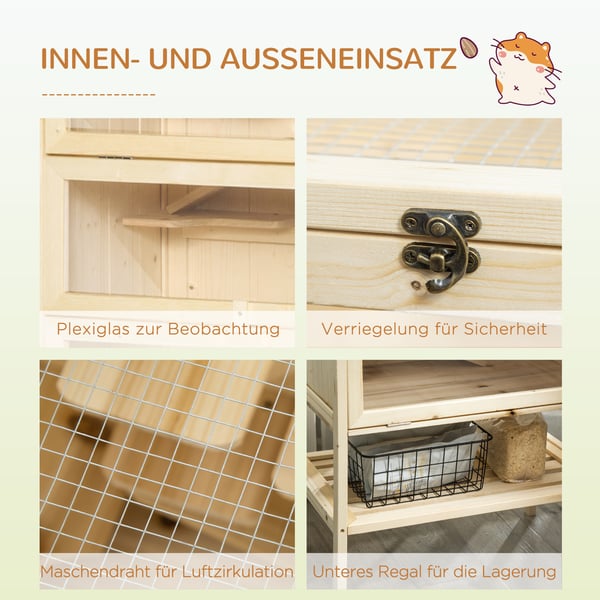 Hamsterinhäkki 60x40x120 cm luonnonpuu, puu